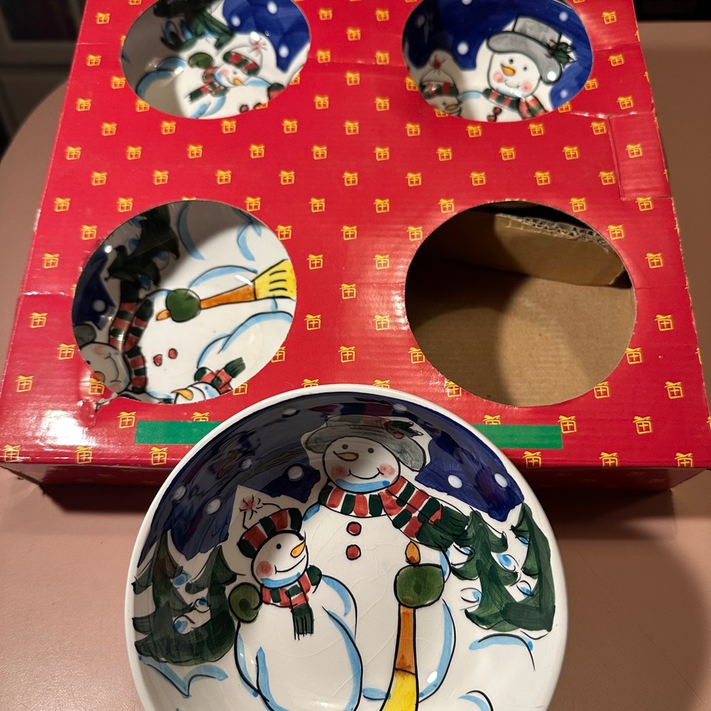 Festive Snowman Bowls Set